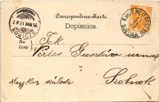 1898 (Vorläufer) Bugojno, Bahnhof / railway station + "K. und K. Milit. Post XVI Bjelina" ...