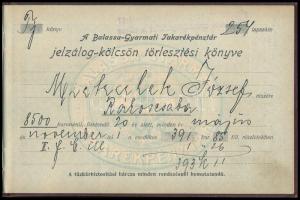 1910-1922 Balassa-Gyarmati Takarékpénztár jelzálog-kölcsön törlesztési könyve bejegyzésekkel
