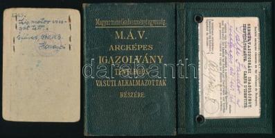1938-1952 4 db MÁV fényképes arcképes igazolvány