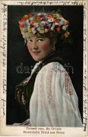 Szászváros, Broos, Orastie; Szászvárosi román menyasszony. Jos. Drotleff Hermannstadt / Rumänische Braut aus Broos / Mireasa romana din Orastie / Transylvanian folklore, Romanian bride (Rb)