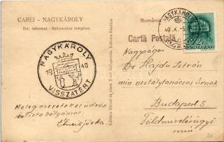 1940 Nagykároly, Carei; Bis. reformat. / Református templom / Calvinist church + "1940 Nagykáro...