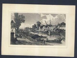 Ganz Óbudai hajógyár üdvözlőlapja a hajógyárat ábrázoló szignált rézkarccal 17x12 cm