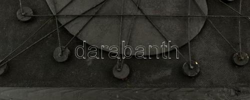 Szeift Béla (1944-2012): Fekete sejt, 1969. Akril, spárga, applikáció faroston, 68x66 cm, Jelezve há...