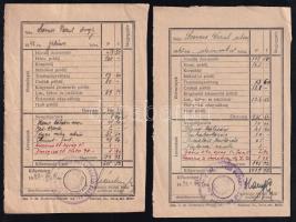 1942 Szemes Vazul alezredes zsoldelszámolása, M. kir. 22. Honvéd Határvadász zászlóalj pecséttel, 2 db