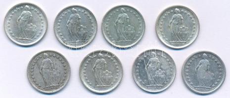 Svájc 1898B-1965B 1/2Fr Ag (8xklf) T:AU-F 
Switzerland 1898B -1965B 1/2 Franc Ag (8xdiff) C:AU-F Kr...