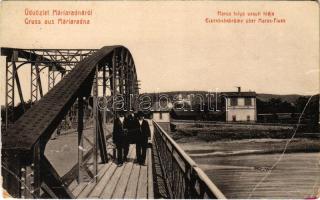 1916 Máriaradna, Mária-Radna, Radna (Lippa, Lipova); Maros folyó vasúti hídja / Mures river, railway bridge + "K.u.K. Stationskommando in Lippa" + K.u.k. Briefzensur Arad" (r)