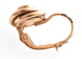 14K arany (Au) fülbevalópár kék kővel, bruttó: 2,53 g