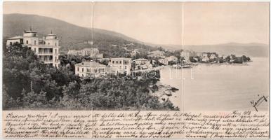1903 Abbazia, Opatija; Alfred Dietrich. 3-tiled folding panoramacard (Rb)