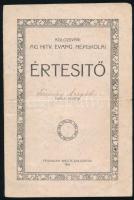 1917-18 Kolozsvári ág. hitv- evang. népiskolai értesítő, hajtásnyommal, kisebbb szakadással