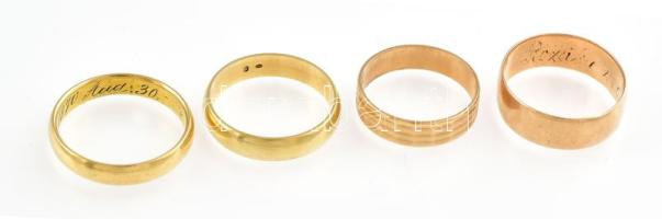 4 darab 14k arany (Au) gyűrű, jelzettek, nettó: 14,20 g
