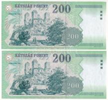 2005. 200Ft (2x) sorszámkövető T:UNC