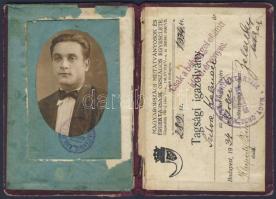 1934 Magyarországi Mutatványosok és Érdektársaik Orsz. Egyesülete fényképes tagsági igazolvány / Acrobat id.
