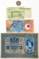 Ausztria 1919. (1902) 1000K, piros függőleges "DEUTSCHÖSTERREICH" felülbélyegzéssel, mindk...