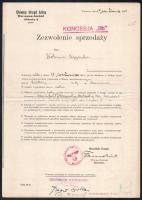 1941 Varsó, értékésítési engedély magyar vegyesboltt részére, német és lengyel nyelven, náci német é...