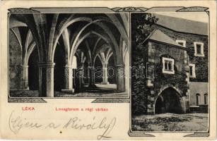 1912 Léka, Lockenhaus; Lovagterem a régi várban, Bejárat a lovagterembe. Kopfstein Mór kiadása / castle, interior. Art Nouveau (EK)