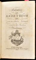 Gesang - und Gebetbuch, zum gottesdienstlichen Gebrauche der evangelischen Gemeinde in Pressburg. Hozzákötve: Gebete bey dem öffentlichen und Privatgottes dienste. Pressburg (Pozsony/Bratislava), 1829., Joh. Fried. Lippert,(S. Ludwig Weber-ny.) 1 (címkép) t. +1 (címlap) t.+6+502+18+137+3 p. Német nyelven. Későbbi átkötött aranyozott egészbőr-kötés, az elülső borítón: "Netti Hackenberg 1836" felirattal, aranyozott lapélekkel, a borítón kopásnyomokkal, jó állapotban. Ritka!