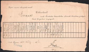 1890-1914 GYSEV vétlevél az üzletigazgatóságtól átvett bizalmas jellegű hadiforgalmi anyagról, 2 db ...