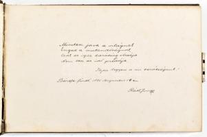 cca 1880 díszkönyv, kulccsal zárható, réz és ezüstözött réz veretekkel, korabeli bejegyzésekkel, kor...