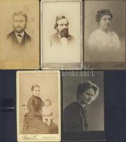 cca 1870-1890 5 db kenyényhátú fotó ritka fényképészek műtermeiből / 5 vintage photos 7x11 cm