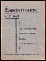 Gróf Forgách Béla: Élményeim és emlékeim 89 év alatt. Keszthely, Mérei Nyomda. Kiadói papírkötés, kopottas állapotban.