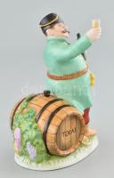 Herendi porcelán borívó, "Tokaj" felirattal, kézzel festett, jelzett, hibátlan, m: 18,5 cm