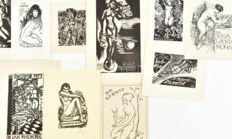 25 db vegyes ex libris, közte erotikus is