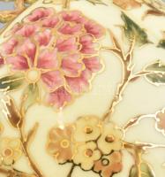 Zsolnay virágmintás áttört kaspó, jelzett, hibátlan, m: 10 cm