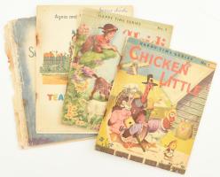 Vegyes angol nyelvű mesekönyv, 4 db: Chicken Little Heidi, Tearful Ganya, S. Marshak: Silly Little Mouse. Különféle kiadásokban. Változó állapotban, kopott, foltos borítókkal, közte egy sérülttel.