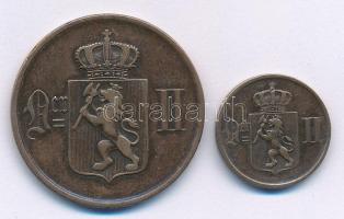 Norvégia 1878. 5ö bronz + 1884. 1ö bronz T:XF,VF
Norway 1878. 5 Öre bronze + 1884. 1 Öre bronze C:X...