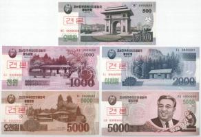 Észak-Korea 2002-2013. 5W-5000W (10xklf) MINTA felülbélyegzéssel és "0000000" sorszámmal T...
