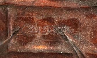 Oláh Sándor (1959-): Női akt. Bőr kép, plasztika. Jelezve balra lent a bőrképen és a hátoldalán bély...