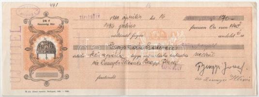 1922-1936. 7db-os váltó tétel, mind kitöltött, bélyegzésekkel néhány darabon illetékbélyegek T:F