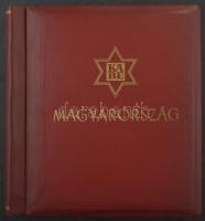 Magyar használt album 1871-1959 előnyomott lapokkal rugós KABE albumborítóban