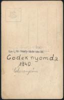 1940 Codex nyomda Budapest gépterem belső tere dolgozókkal, fotólap, feliratozva, 9×13 cm