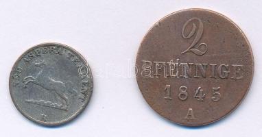 Német Államok / Hannover 1845A 2pf Cu + 1847B 6pf Ag T:XF,VF
German States / Hannover 1845A 2 Pfenn...