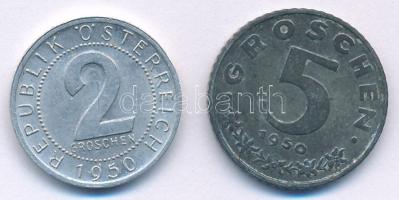 Ausztria 1950. 2gr Al + 5gr Zn T:AU,XF Austria 1950. 2 Groschen Al + 5 Groschen Zn C:AU,XF