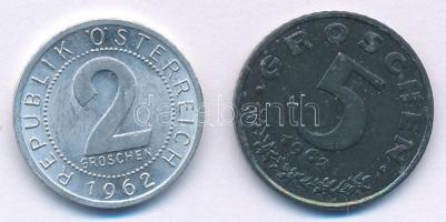 Ausztria 1962. 2gr Al + 5gr Zn T:AU,XF Austria 1962. 2 Groschen Al + 5 Groschen Zn C:AU,XF