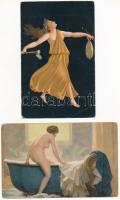 7 db RÉGI Stengel litho képeslap vegyes minőségben, erotikusak is / 7 pre-1945 Stengel litho postcards in mixed quality, some erotic