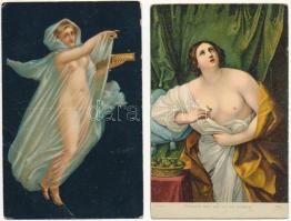 7 db RÉGI Stengel litho képeslap vegyes minőségben, erotikusak is / 7 pre-1945 Stengel litho postcar...