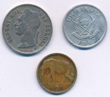 Belga-Kongó / Kongó 1927. 50c Cu-Ni + 1946. 1Fr + 1967. 1l Al T:XF,VF
Belgian Congo / Congo 1927. 5...