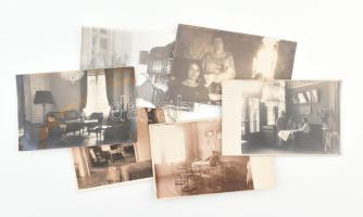 cca 1920-1930 Régi lakásbelsők, 6 db fotó, 13×9 cm