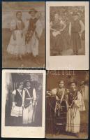 cca 1910 Párok magyar népviseletben, 4 db fotó, 14×9 cm