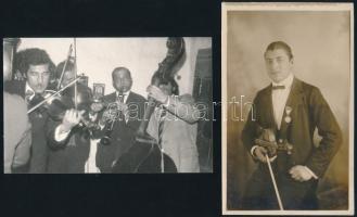 cca 1920-1950 4 db fotó cigányzenészekről, 9×14 cm