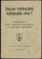 1938 Bp., Hogyan védekezzünk légitámadás ellen? A lakóházakon belül végzendő munkálatok, a lakosság magatartása, kiadja: a Légoltalmi Liga, 32p