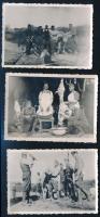 cca 1940 Élelmiszer-ellátás, életképek, 3 db fotó, 6×8,5 cm