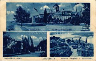 1942 Esztergom, Országzászló, Bazilika, Prímási palota, Honvédtiszti üdülő, Prímási templom, Dunahíd