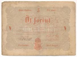 1848. 5Ft Kossuth bankó vörösesbarna T:F folt, kis anyaghiány  Adamo G109