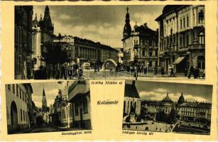 Kolozsvár, Cluj; Horthy Miklós út, Szentegyház utca, Mátyás király tér. Weinstock 4917. / square, streets