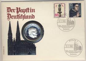 NSZK 1980. "II.János Pál pápa látogatása" Ag emlékére 15g érmés, bélyeges borítékon, alkalmi bélyegzővel T:PP