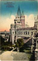 1917 Budapest I. Halászbástya, Szent István bazilika a távolban, teniszpálya az előtérben (fa)